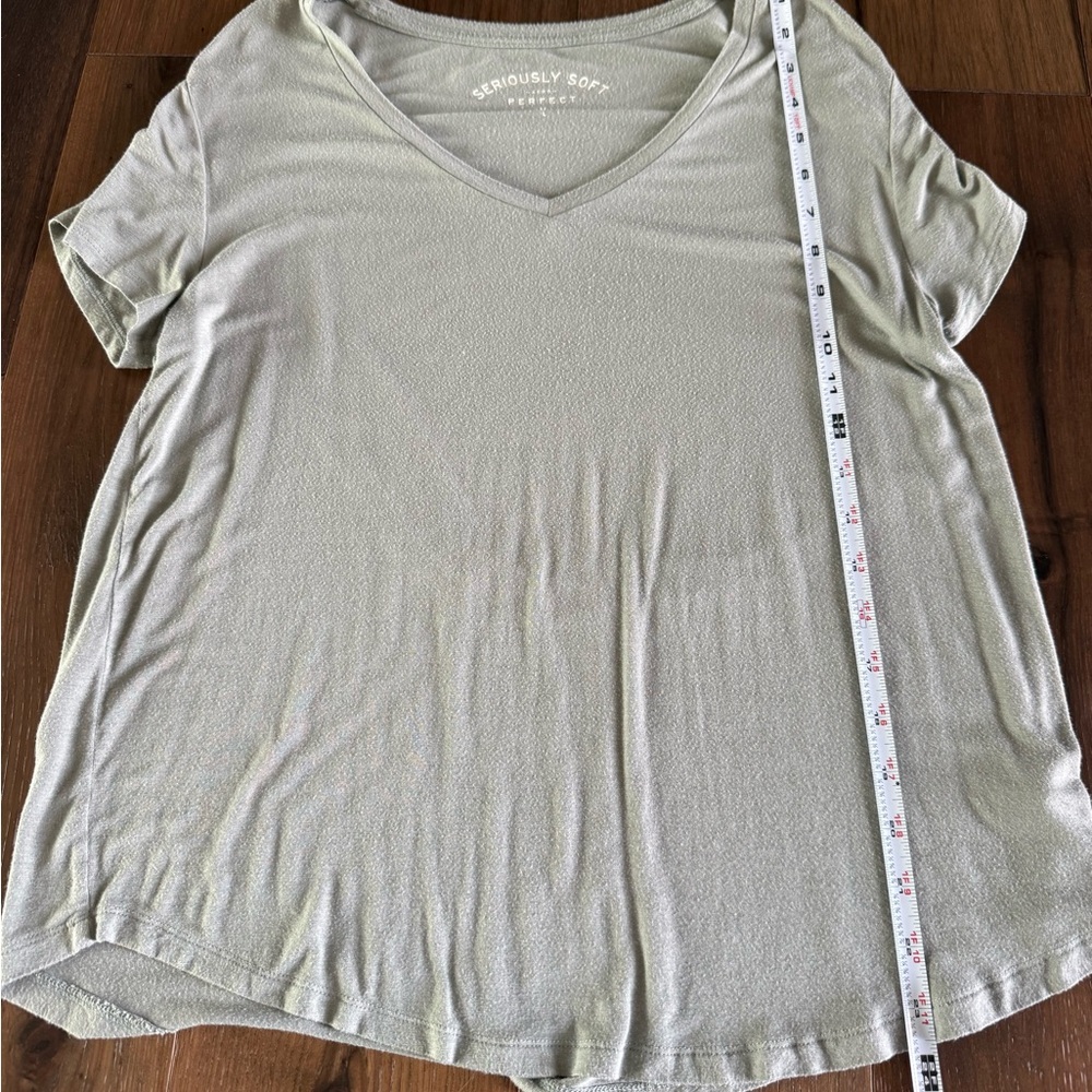 Aeropostale Seriously Soft Perfect V-Neck Tee - Pale Sage Green - Large